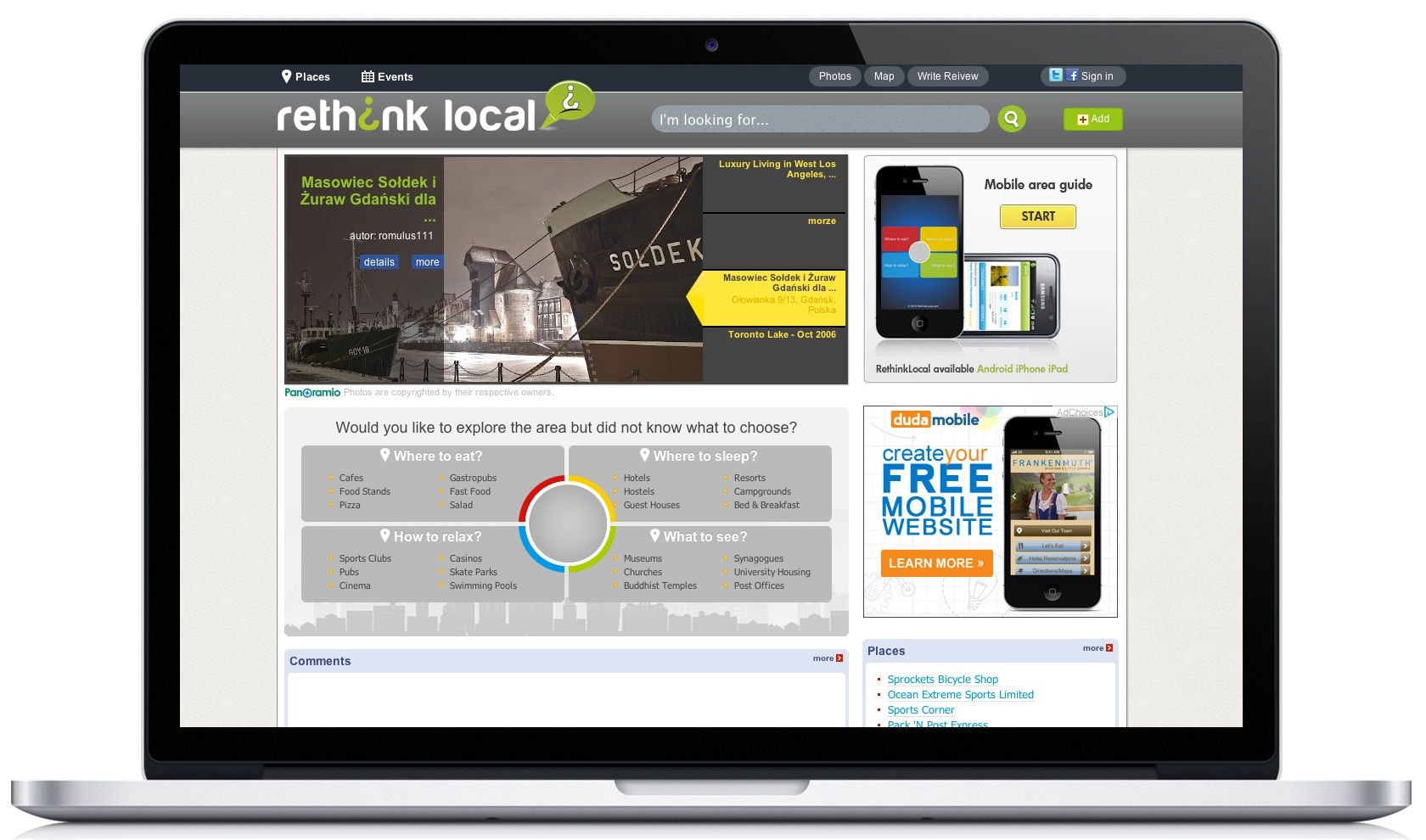 Rethink-Local-Bildschirme auf Desktop und Smartphone