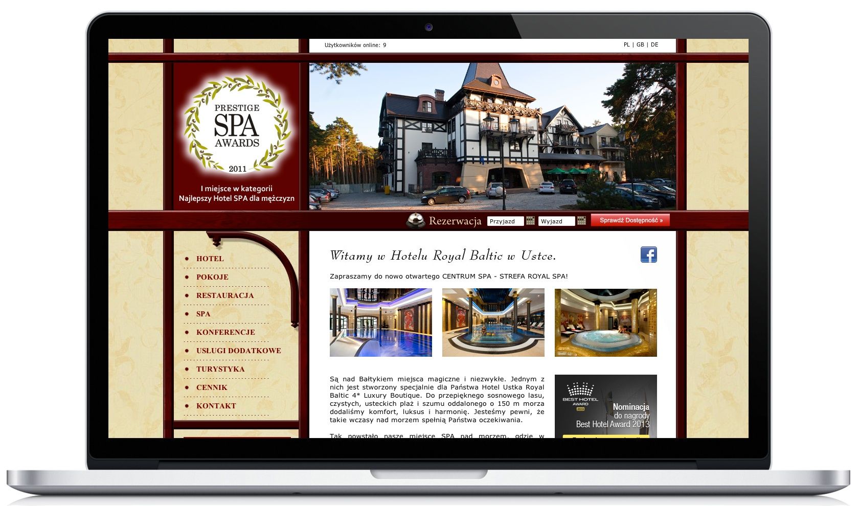 Die Website des Hotels Royal Baltic