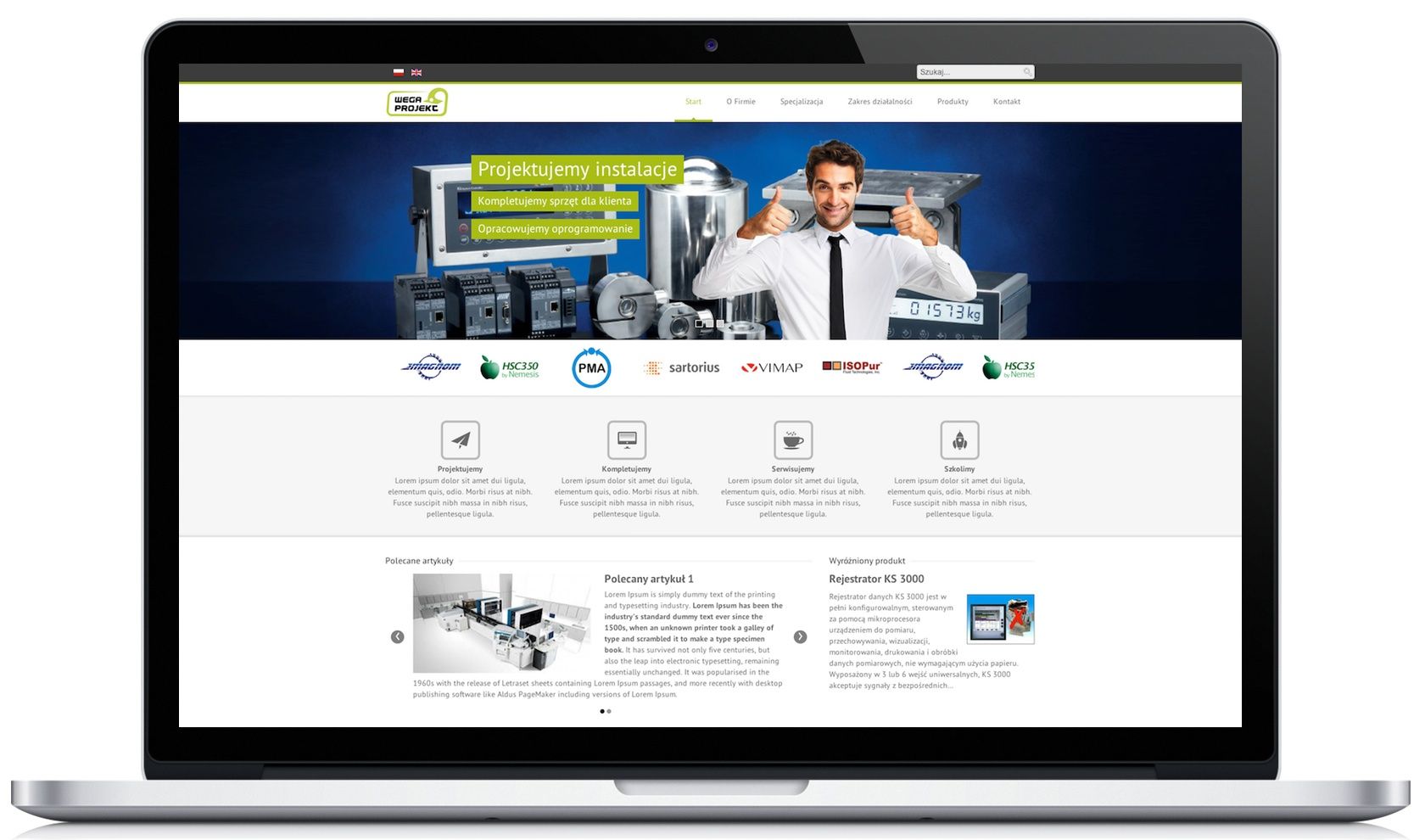 Die Website von Wega Projekt