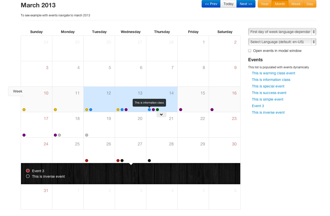 Bootsatrp Full View Calendar